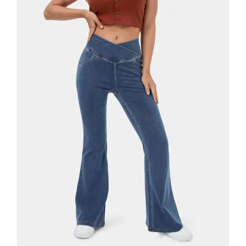 Denim Bell-Bottom Pants