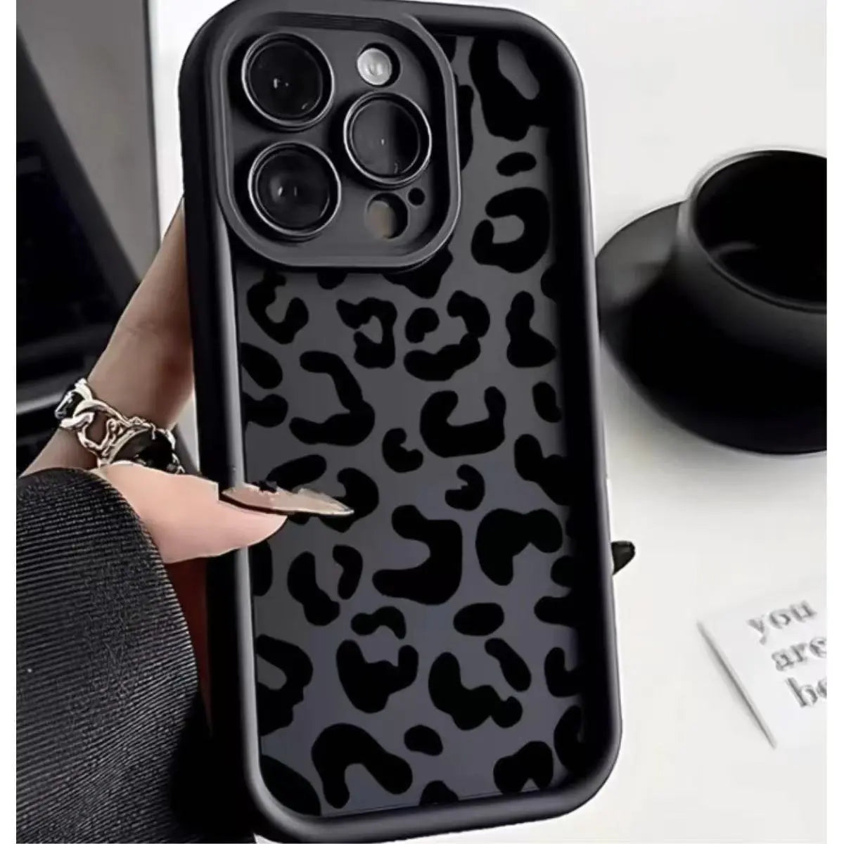 Black Leopard Print Phone Case