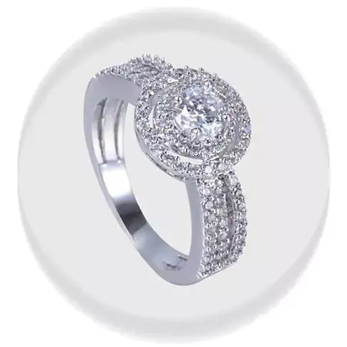 Double Halo Ring 18Kt White Gold