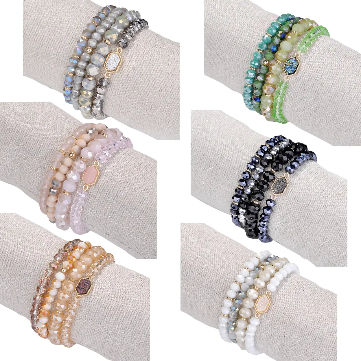 Natural Stone And Glass Crystal Bracelets