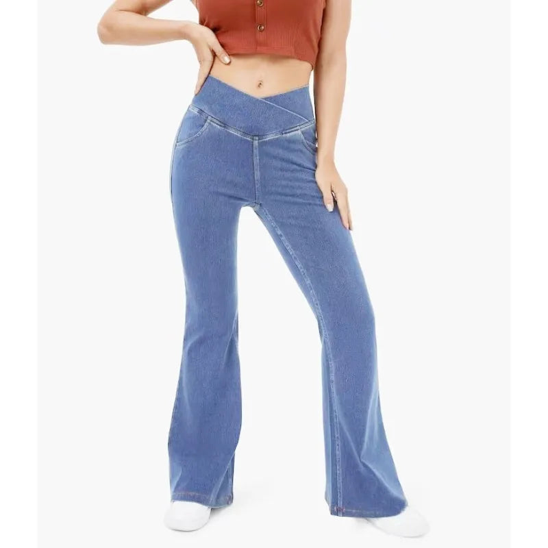 Denim Bell-Bottom Pants