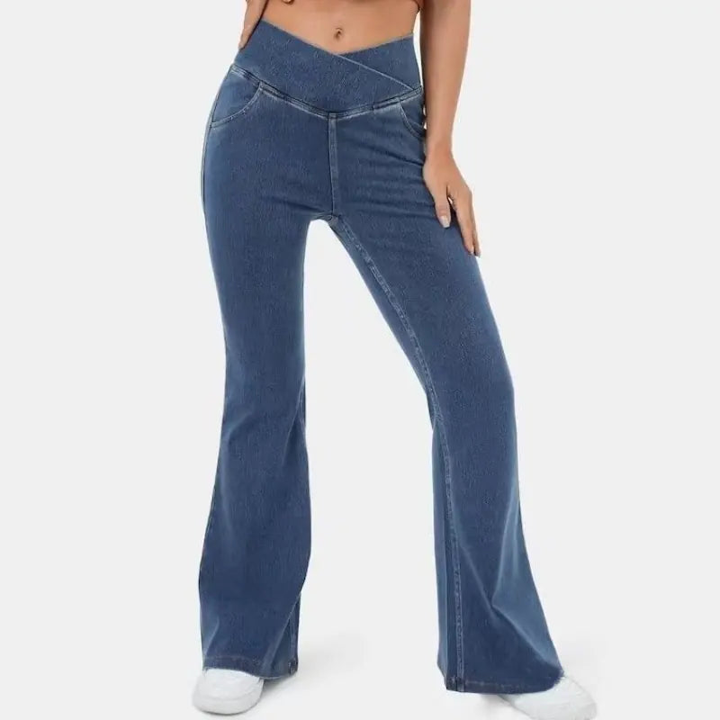 Denim Bell-Bottom Pants