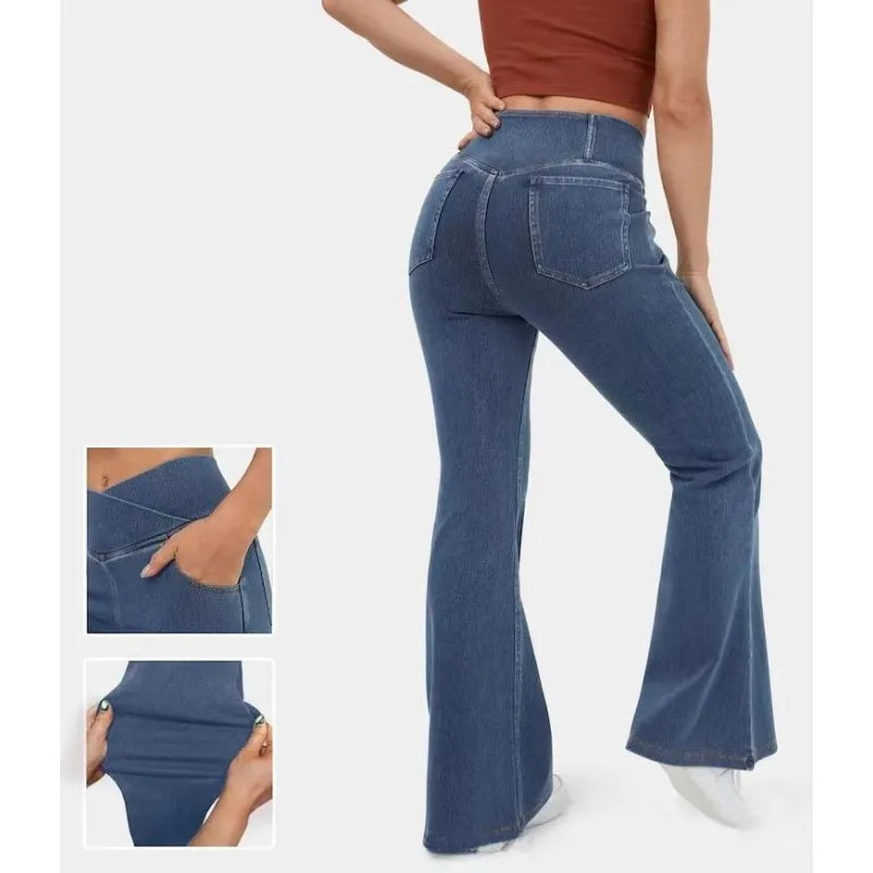 Denim Bell-Bottom Pants